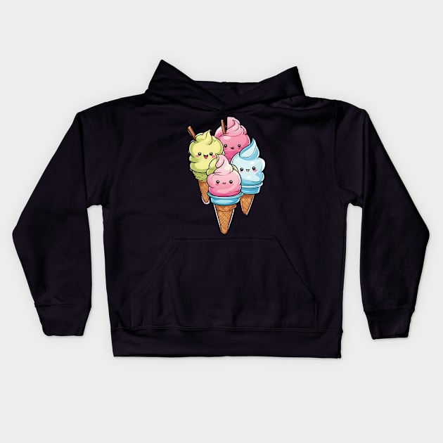 Cute Ice Cream Kids Hoodie by animegirlnft